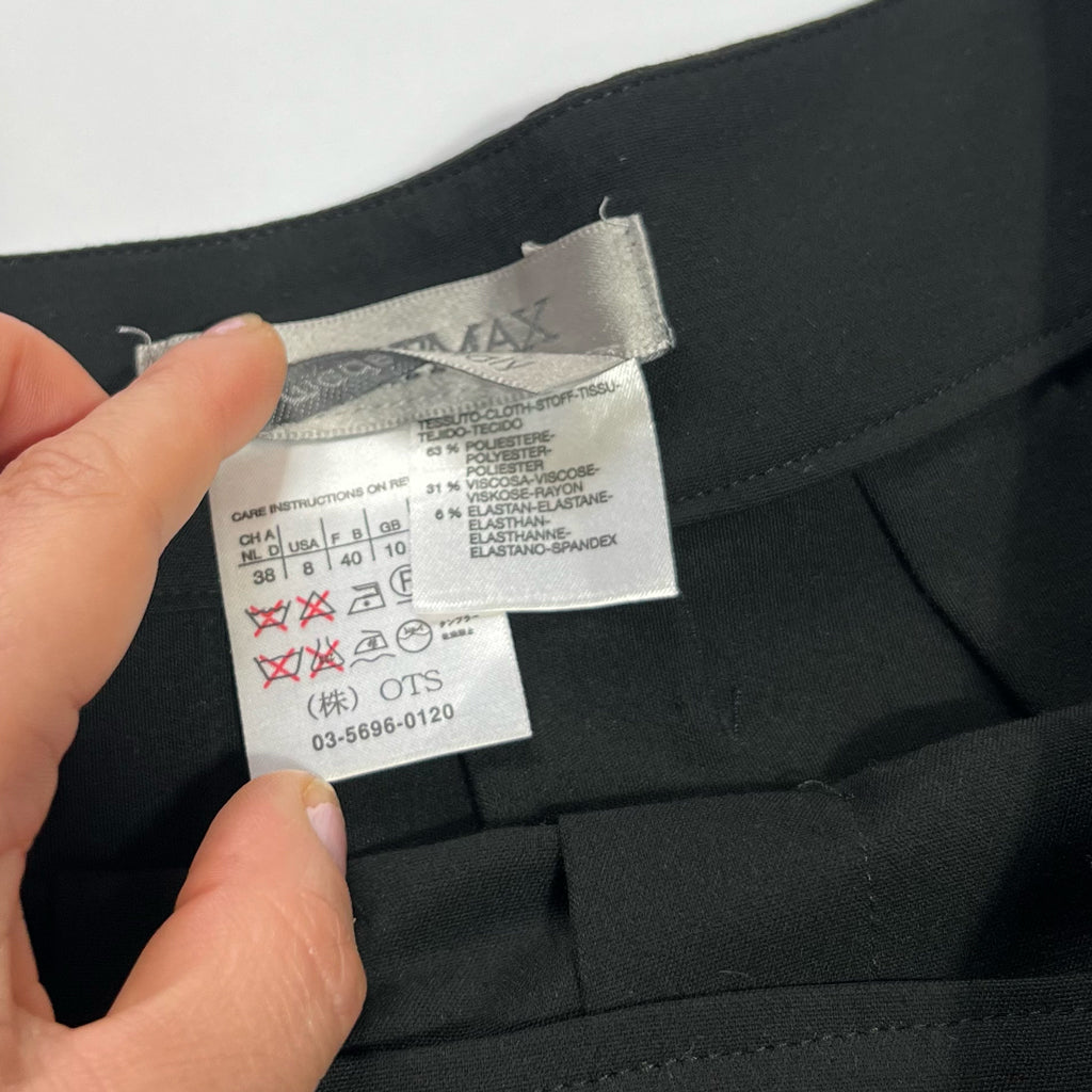 00's Sportmax Asymmetric Pleated Skirt in Black - S
