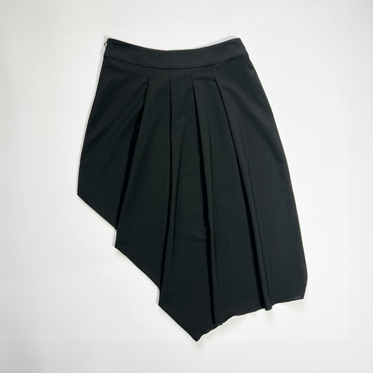 00's Sportmax Asymmetric Pleated Skirt in Black - S