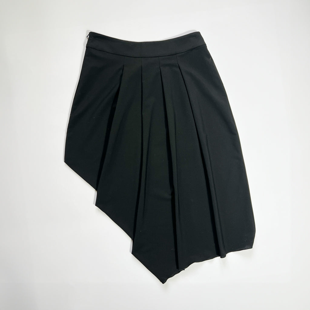 00's Sportmax Asymmetric Pleated Skirt in Black - S