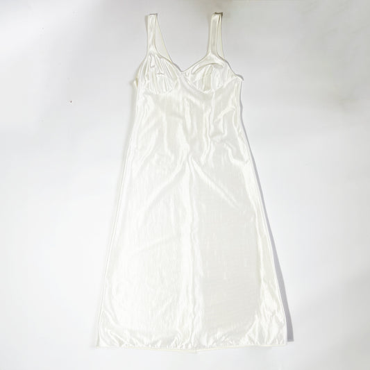 00's Slip Dress with Cone Cups in White - M