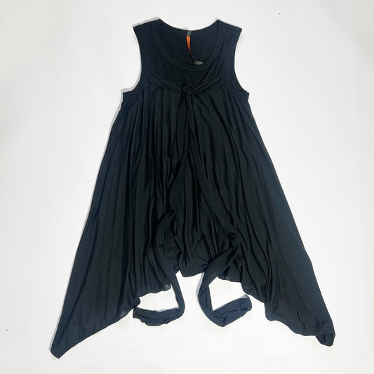 00's Cop Copine Pleated Tunic Top with Draped Tie in Black - S/M