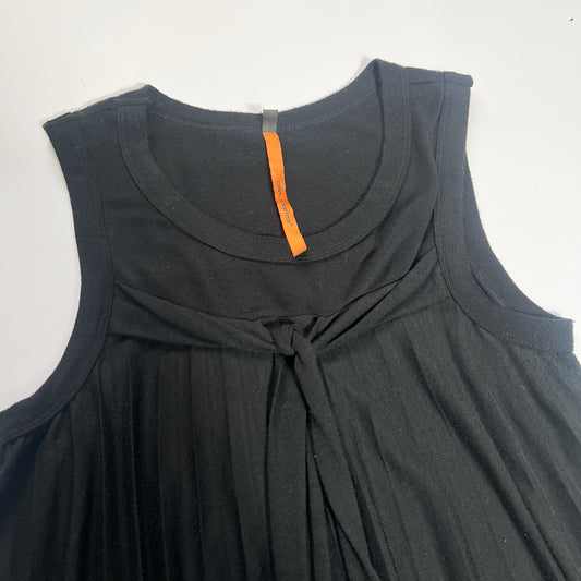 00's Cop Copine Pleated Tunic Top with Draped Tie in Black - S/M