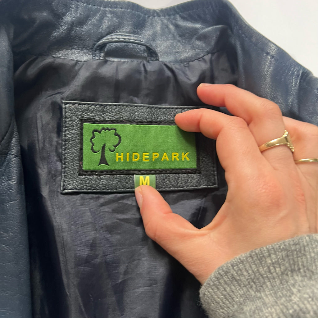 00's Leather Fitted Jacket in Navy - M