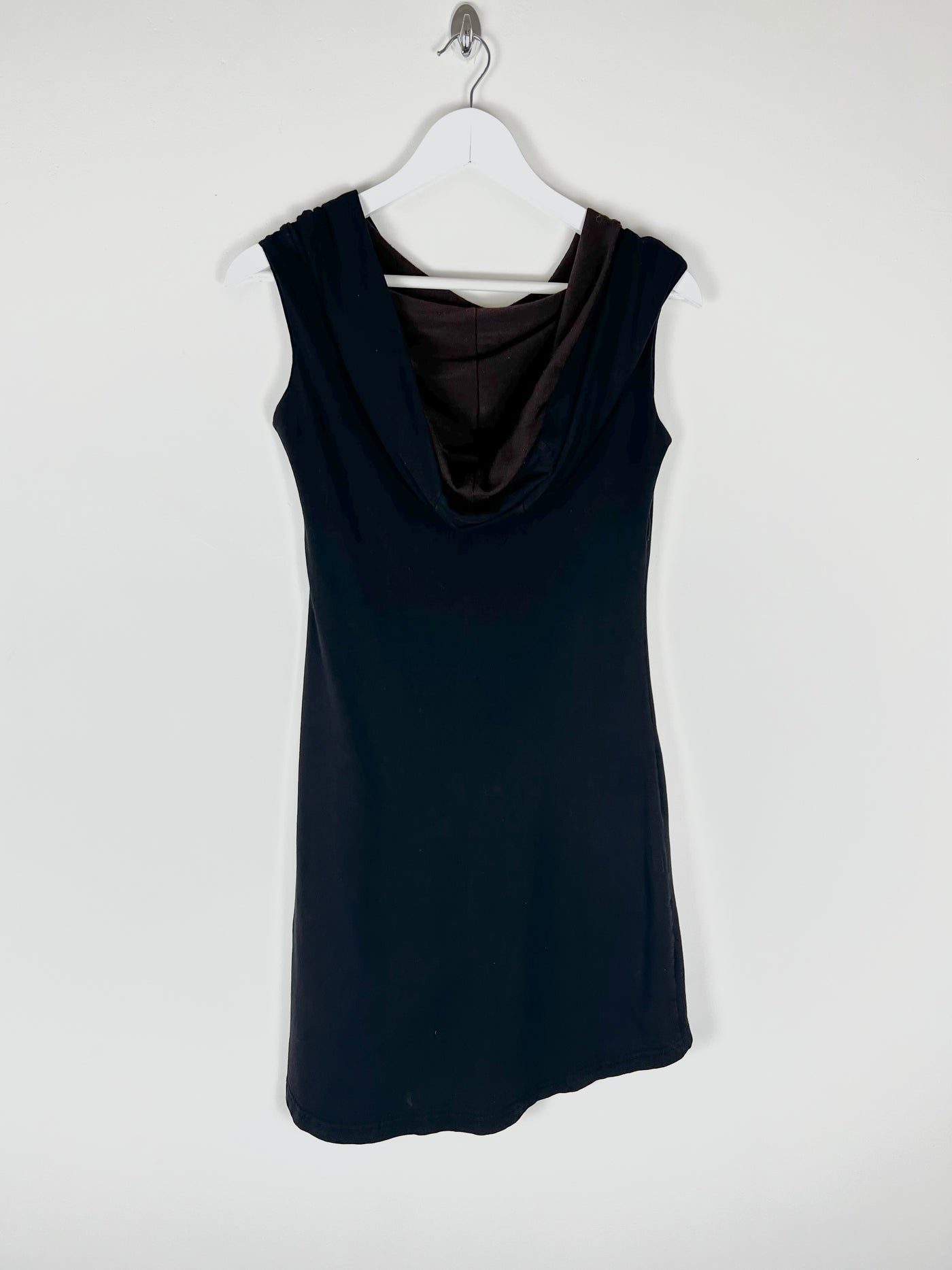 00's Sleeveless Mini Dress with Draped Cowlneck Hood - S