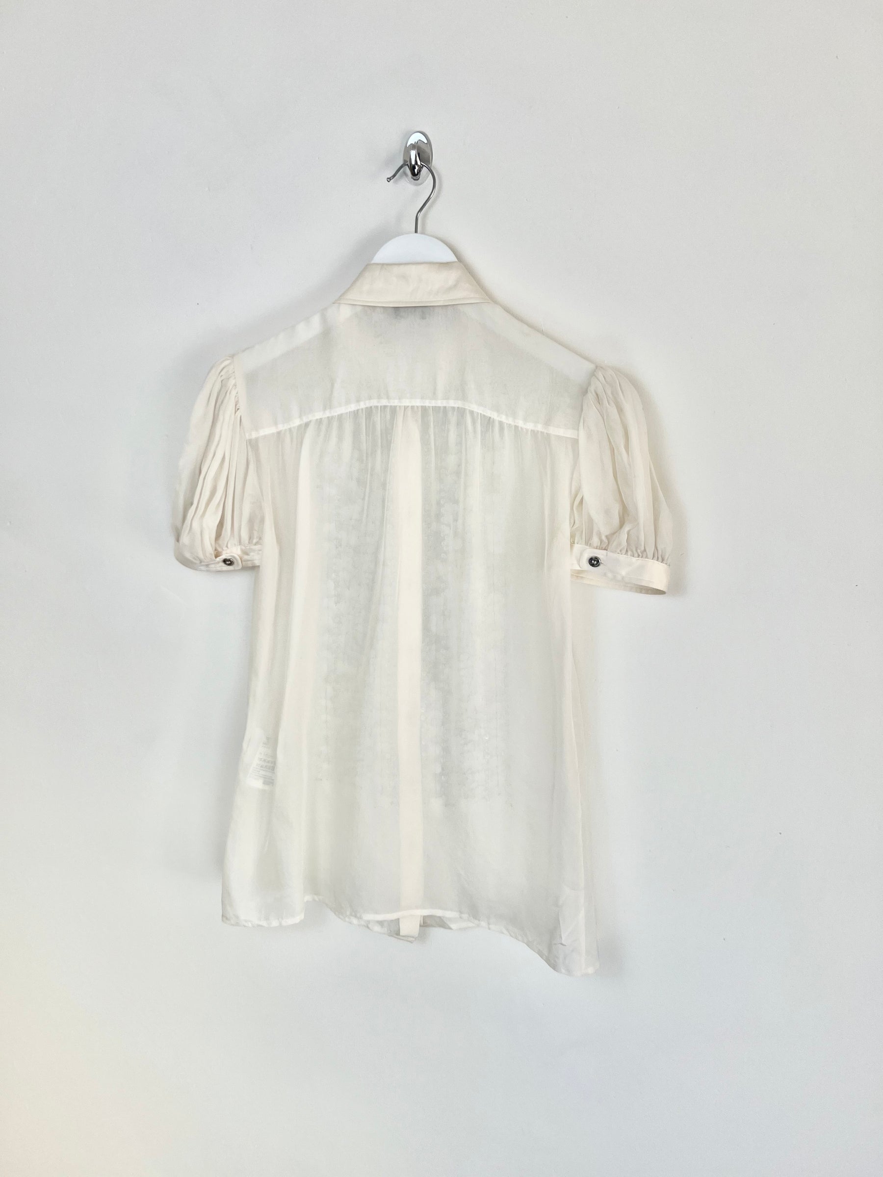 00's Dolce & Gabbana Sequin Silk Shirt with Peter Pan Collar - M