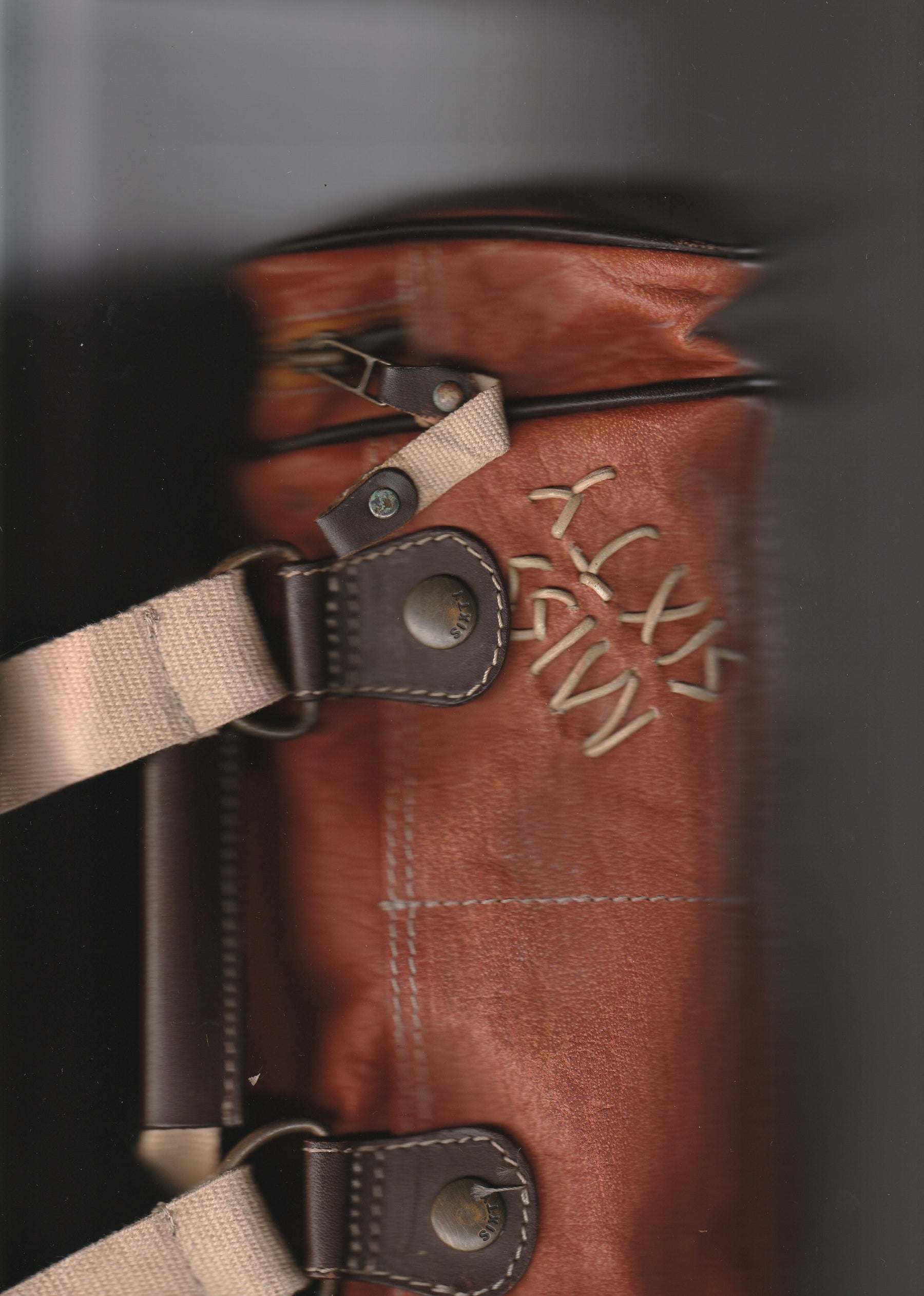 Early 00's Miss Sixty Leather Barrel Shoulder Bag in Orange