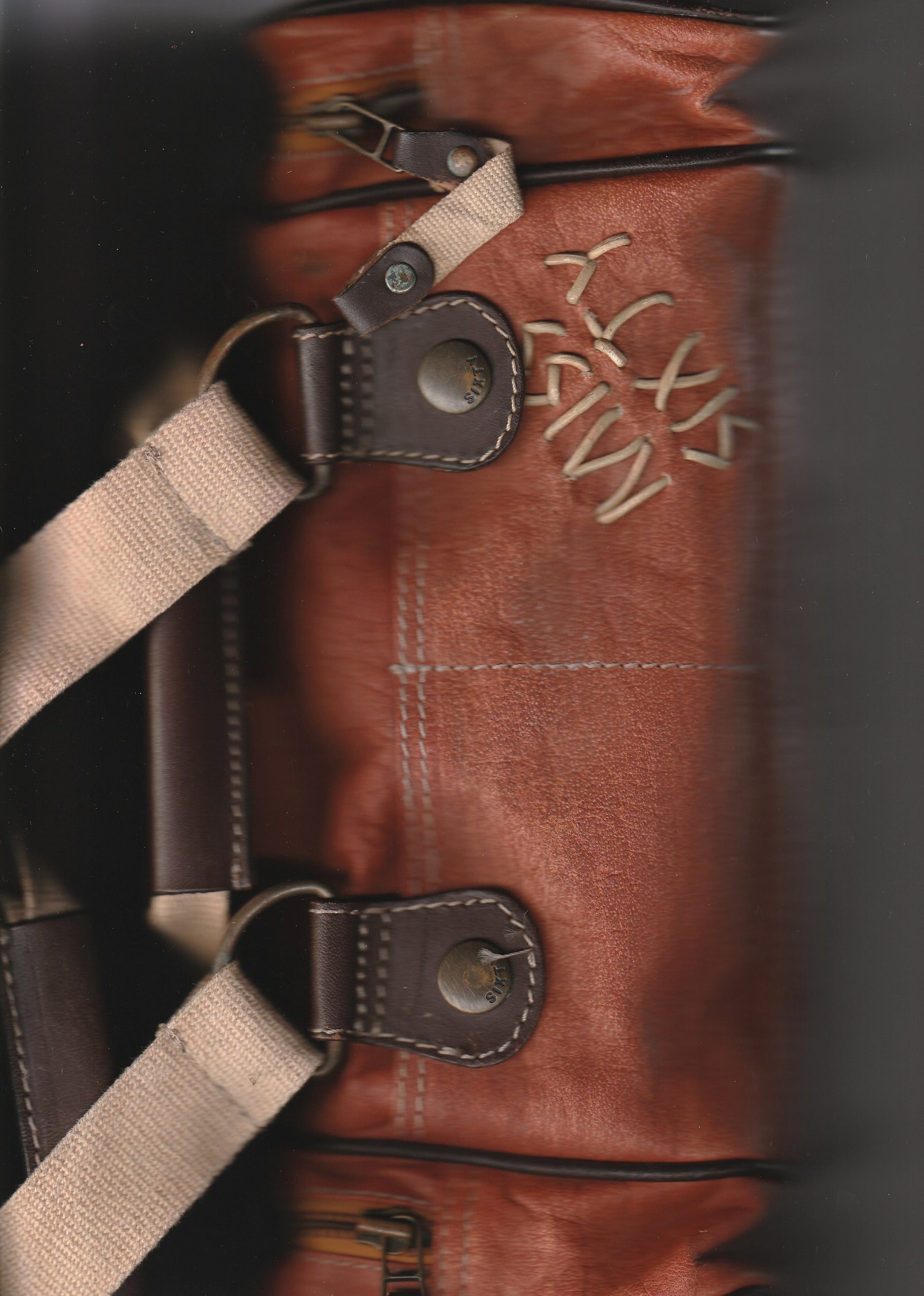 Early 00's Miss Sixty Leather Barrel Shoulder Bag in Orange