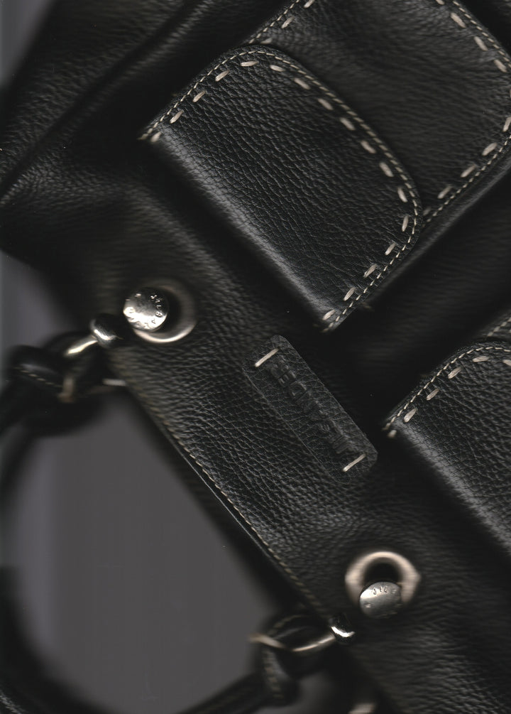 00's Jil Sander Pebbled Leather Pocket Tote Bag in Black