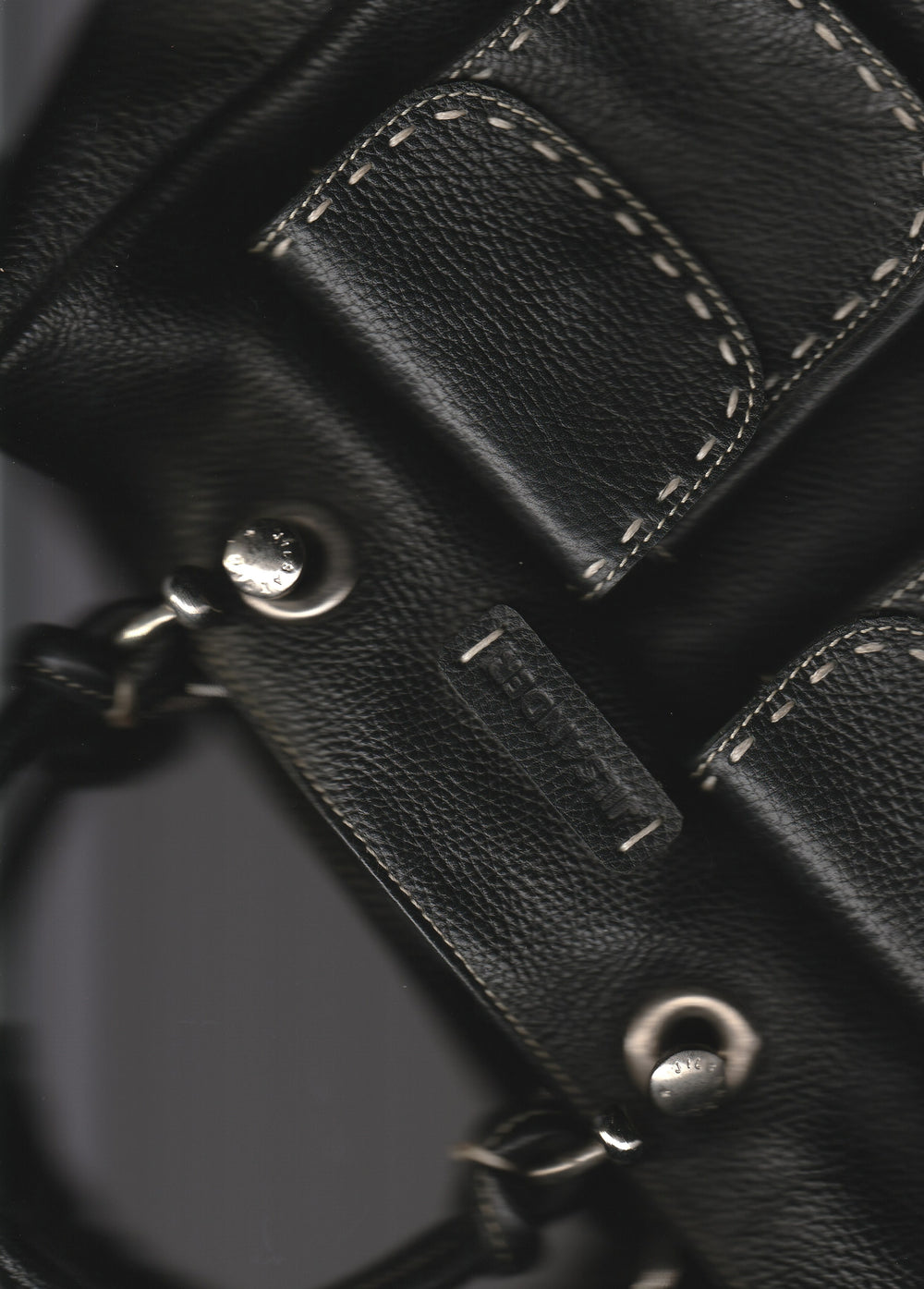 00's Jil Sander Pebbled Leather Pocket Tote Bag in Black