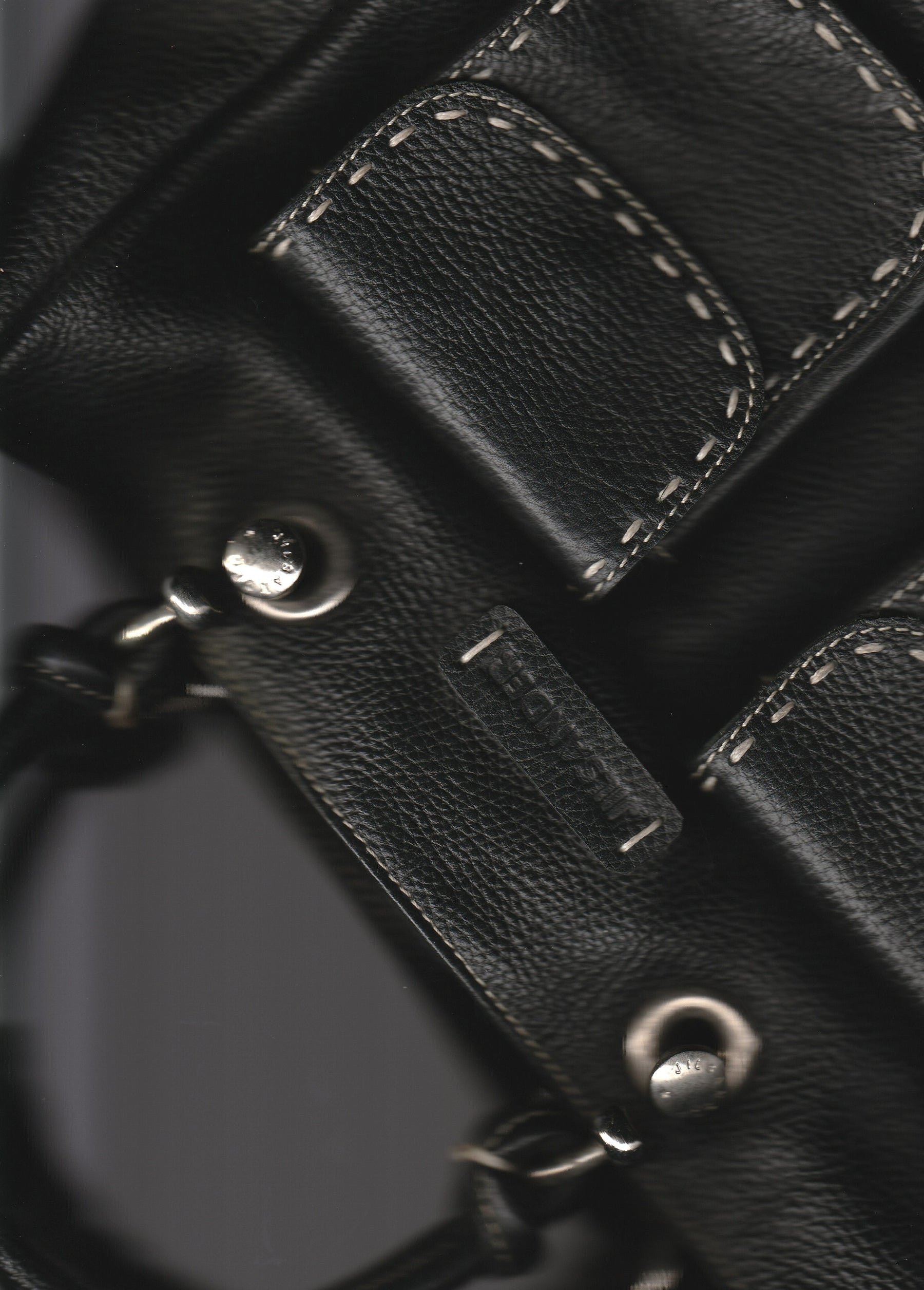 00's Jil Sander Pebbled Leather Pocket Tote Bag in Black