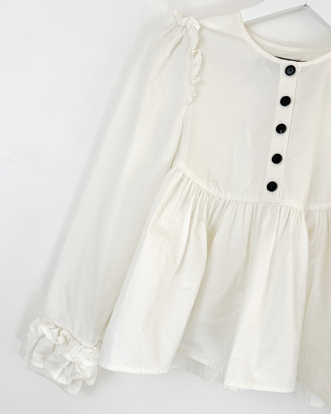 Cotton Boho Blouse with Frill Shoulder & Cuffs - XS