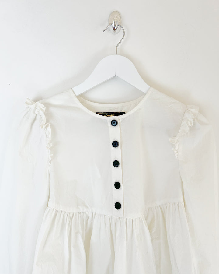 Cotton Boho Blouse with Frill Shoulder & Cuffs - XS