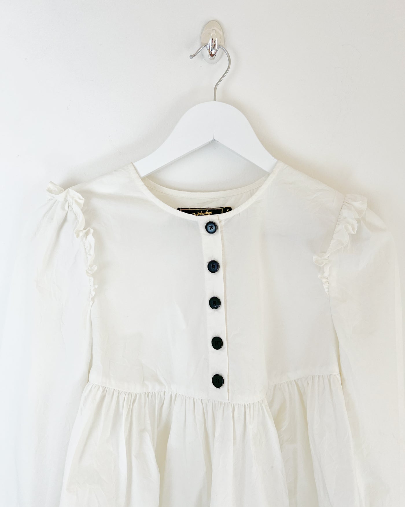 Cotton Boho Blouse with Frill Shoulder & Cuffs - XS