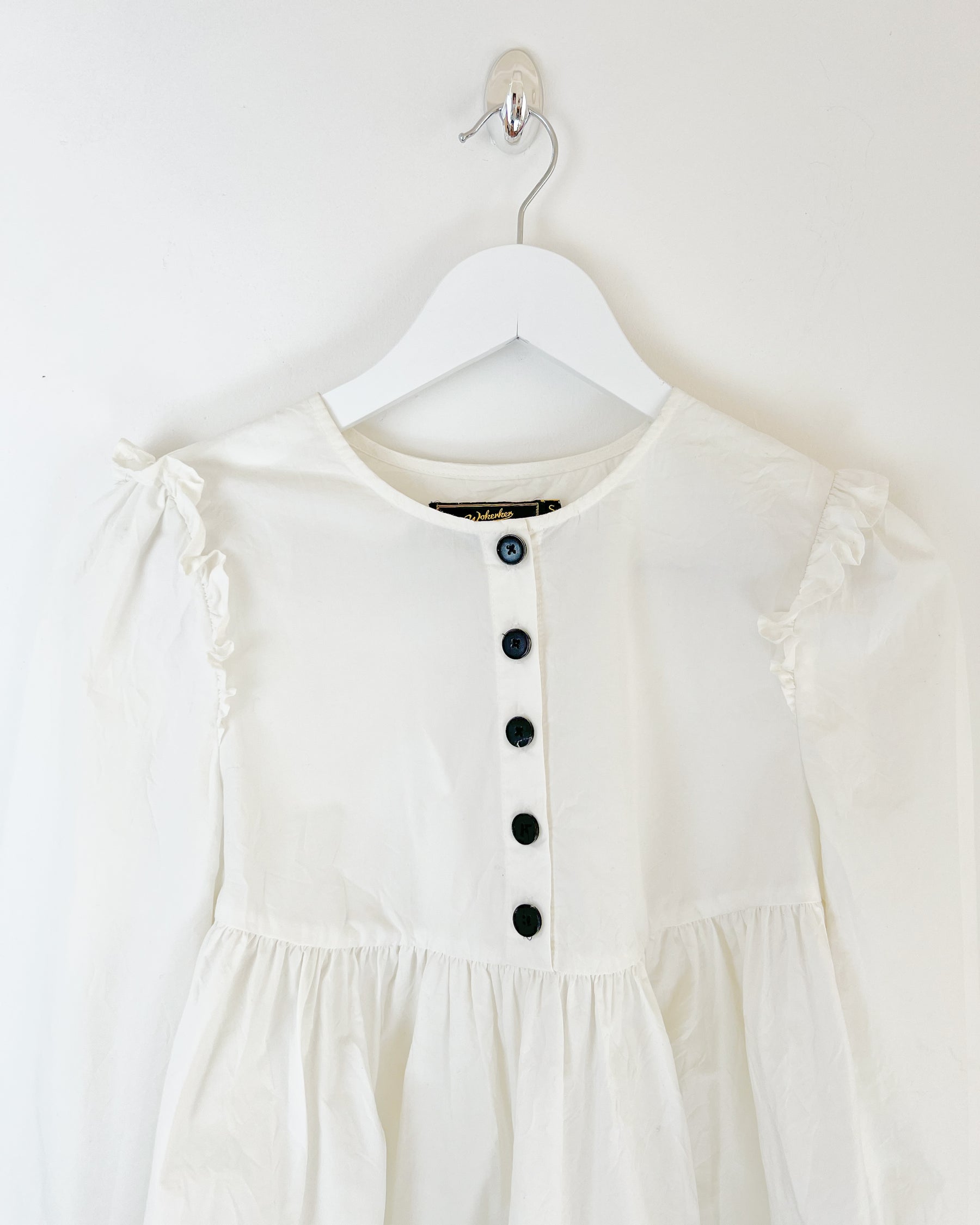 Cotton Boho Blouse with Frill Shoulder & Cuffs - XS