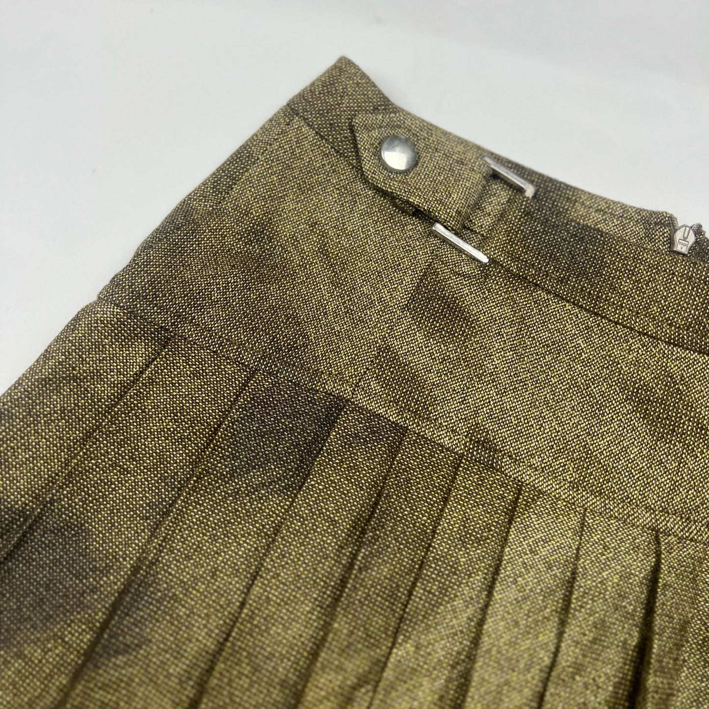 00's Versus Versace Wool Pleated Mini Skirt in Khaki - w30"
