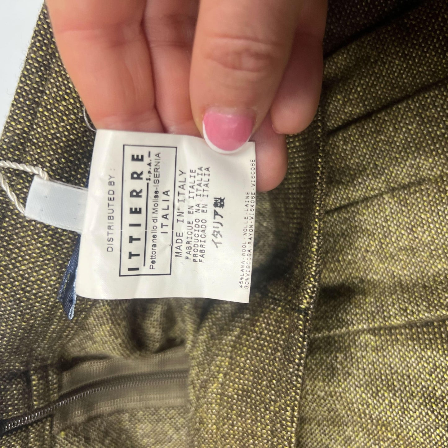 00's Versus Versace Wool Pleated Mini Skirt in Khaki - w30"