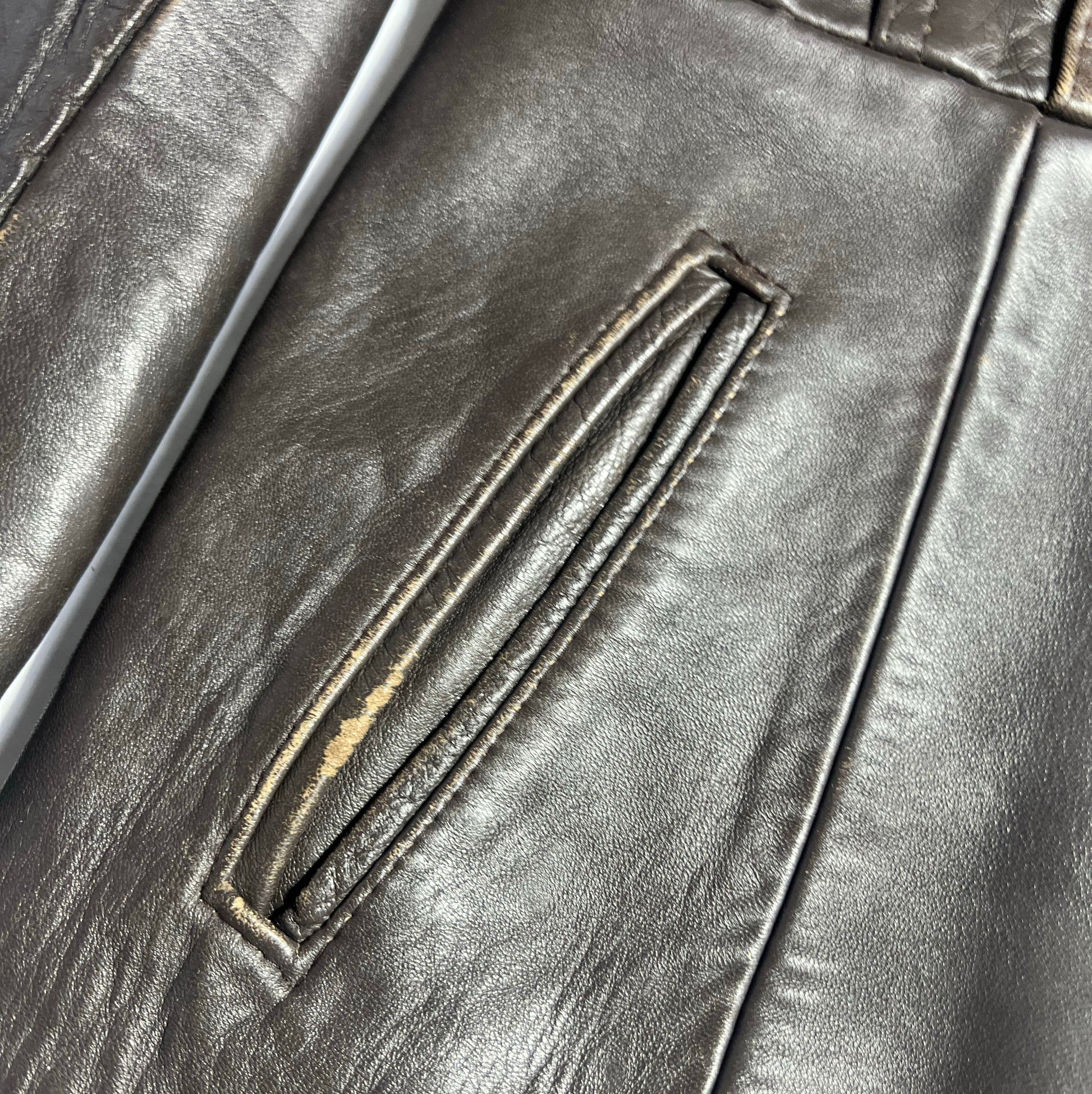 70's Fitted Leather Jacket with Peplum Hem in Brown - UK 10 