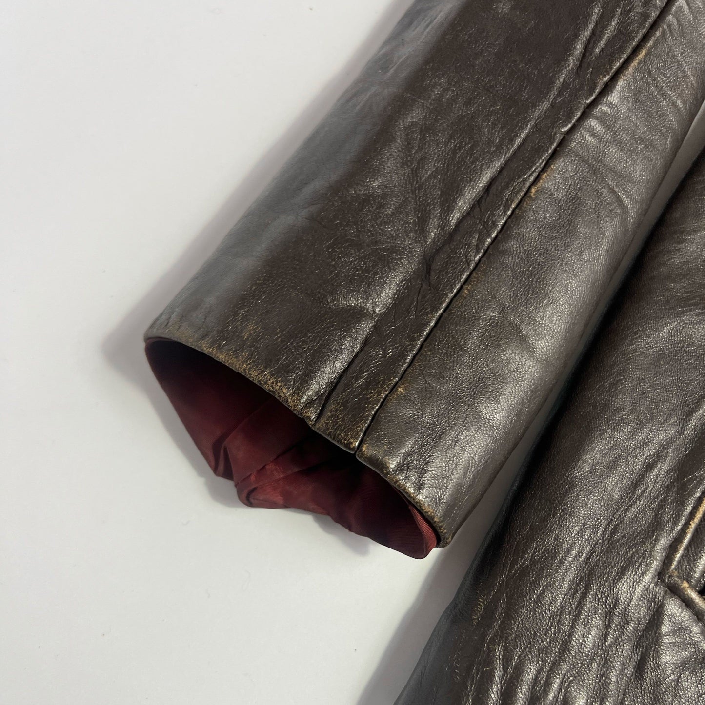 70's Fitted Leather Jacket with Peplum Hem in Brown - UK 10 