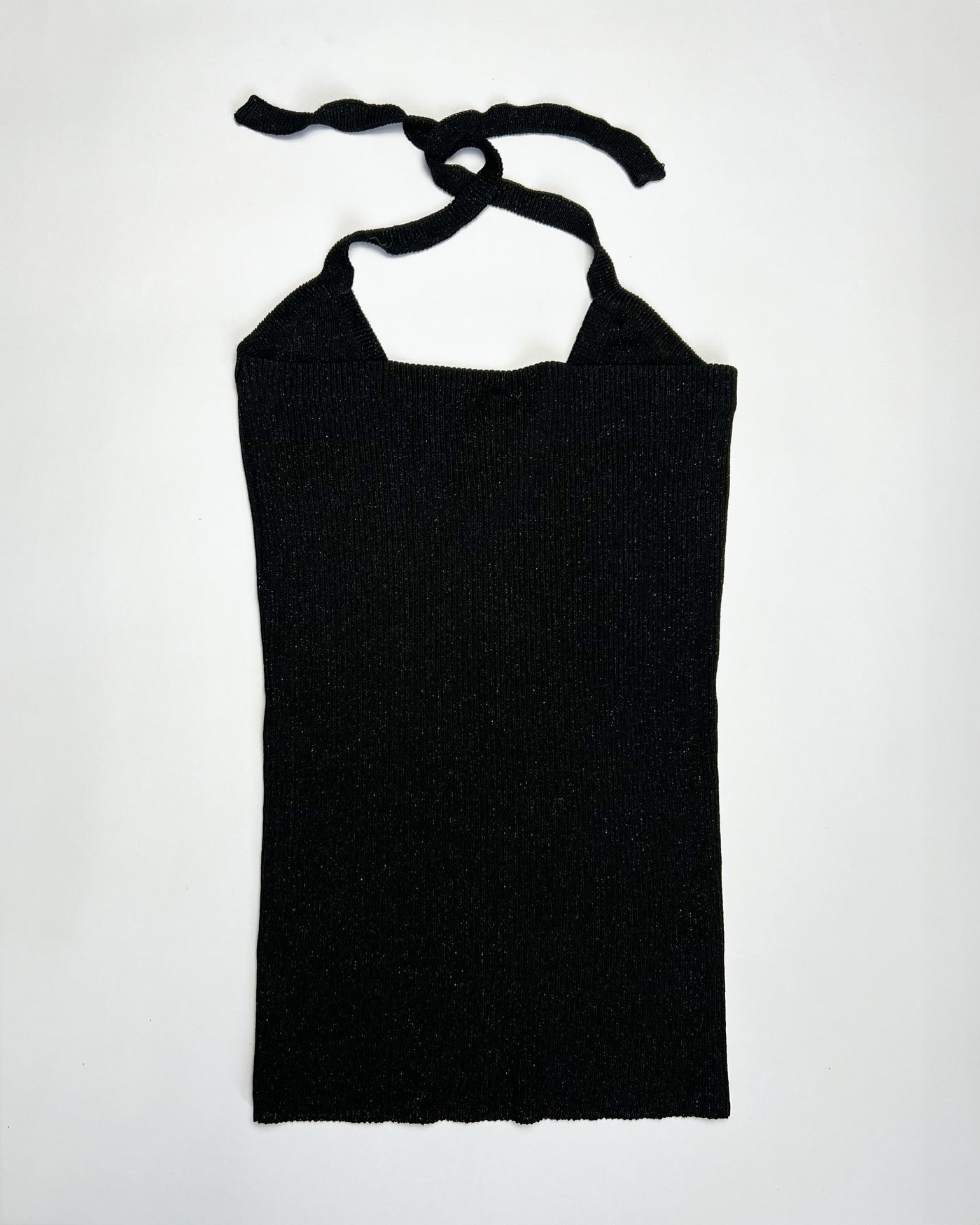 00's Dolce & Gabanna Halterneck Knit Top in Black with Silver Sheen - S