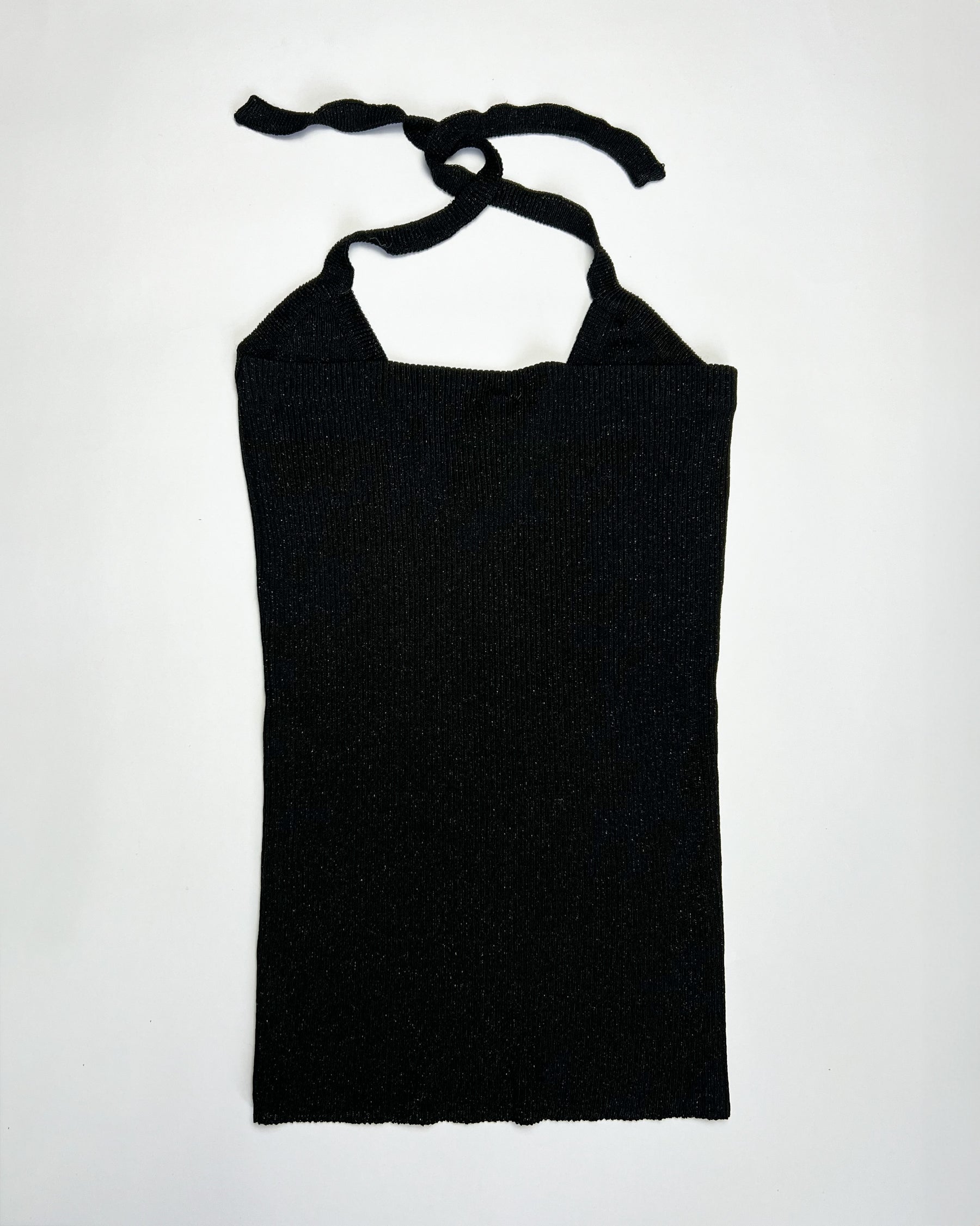 00's Dolce & Gabanna Halterneck Knit Top in Black with Silver Sheen - S