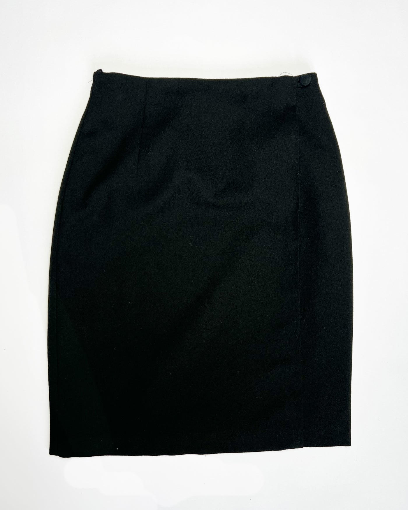 90's Black Wrap Knee Length Skirt in Black - XS