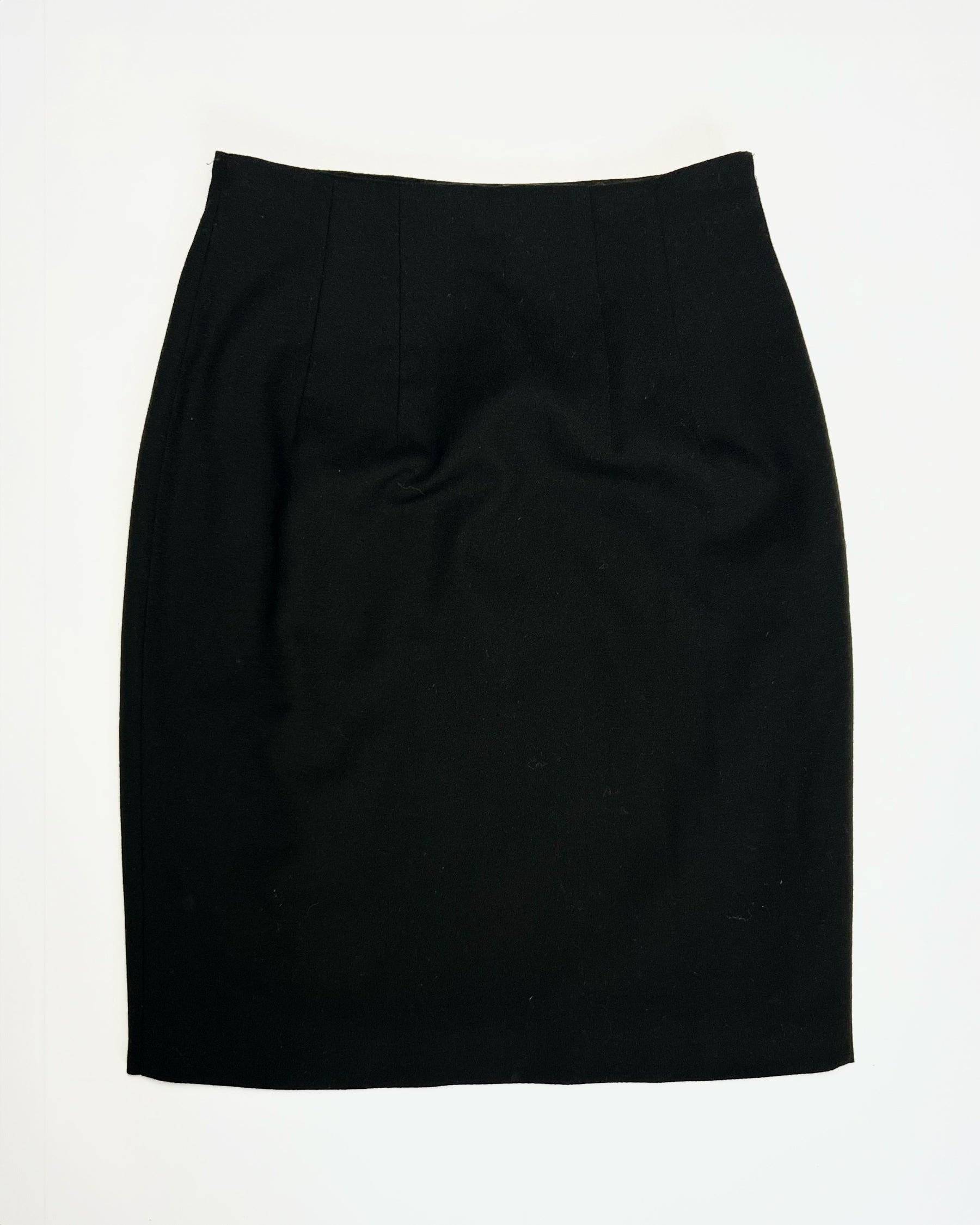 90's Black Wrap Knee Length Skirt in Black - XS