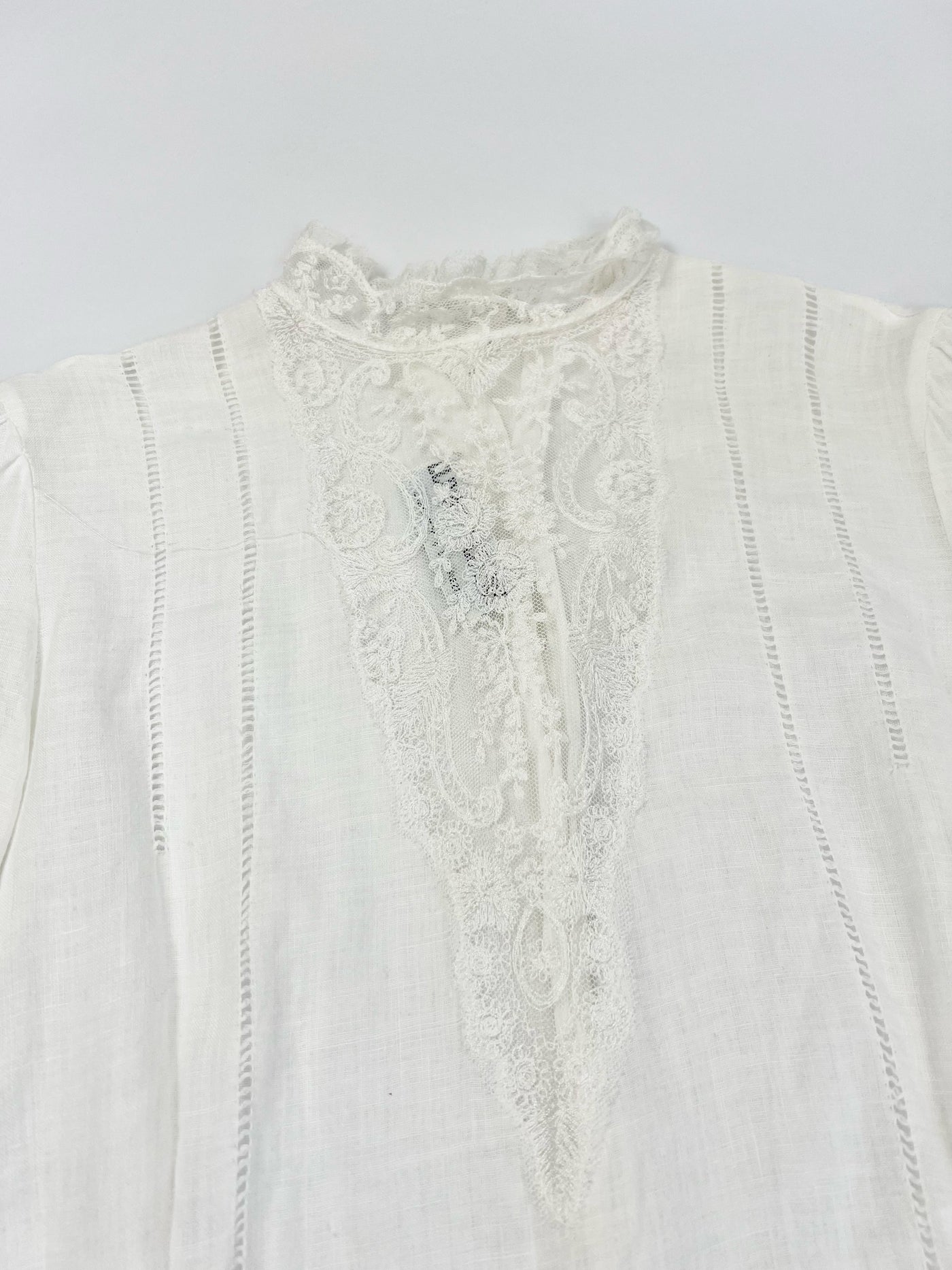 80's High Neck Blouse with Neckline & Pin Tuck Details - S