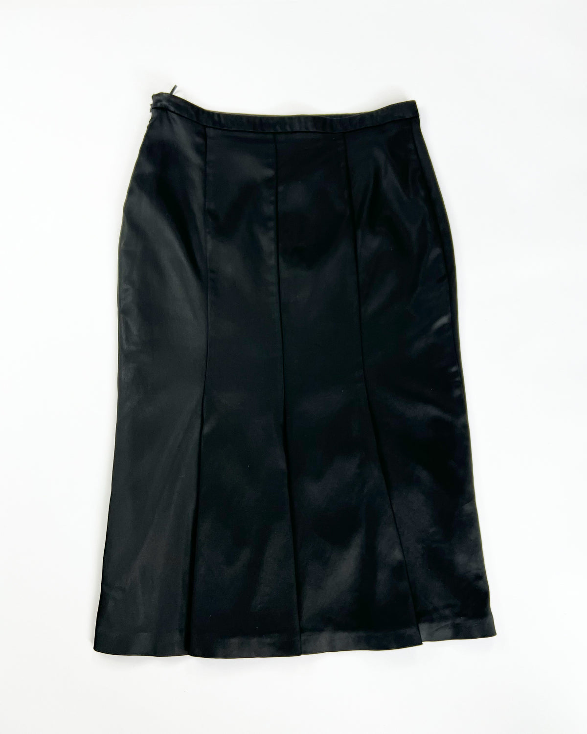 00's Satin Fishtail Pencil Skirt in Black - S