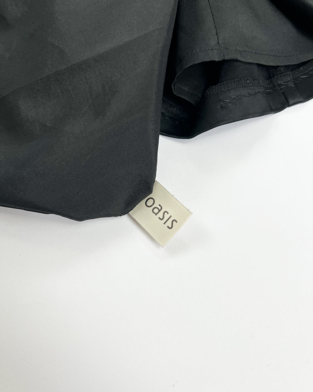 00's Satin Fishtail Pencil Skirt in Black - S