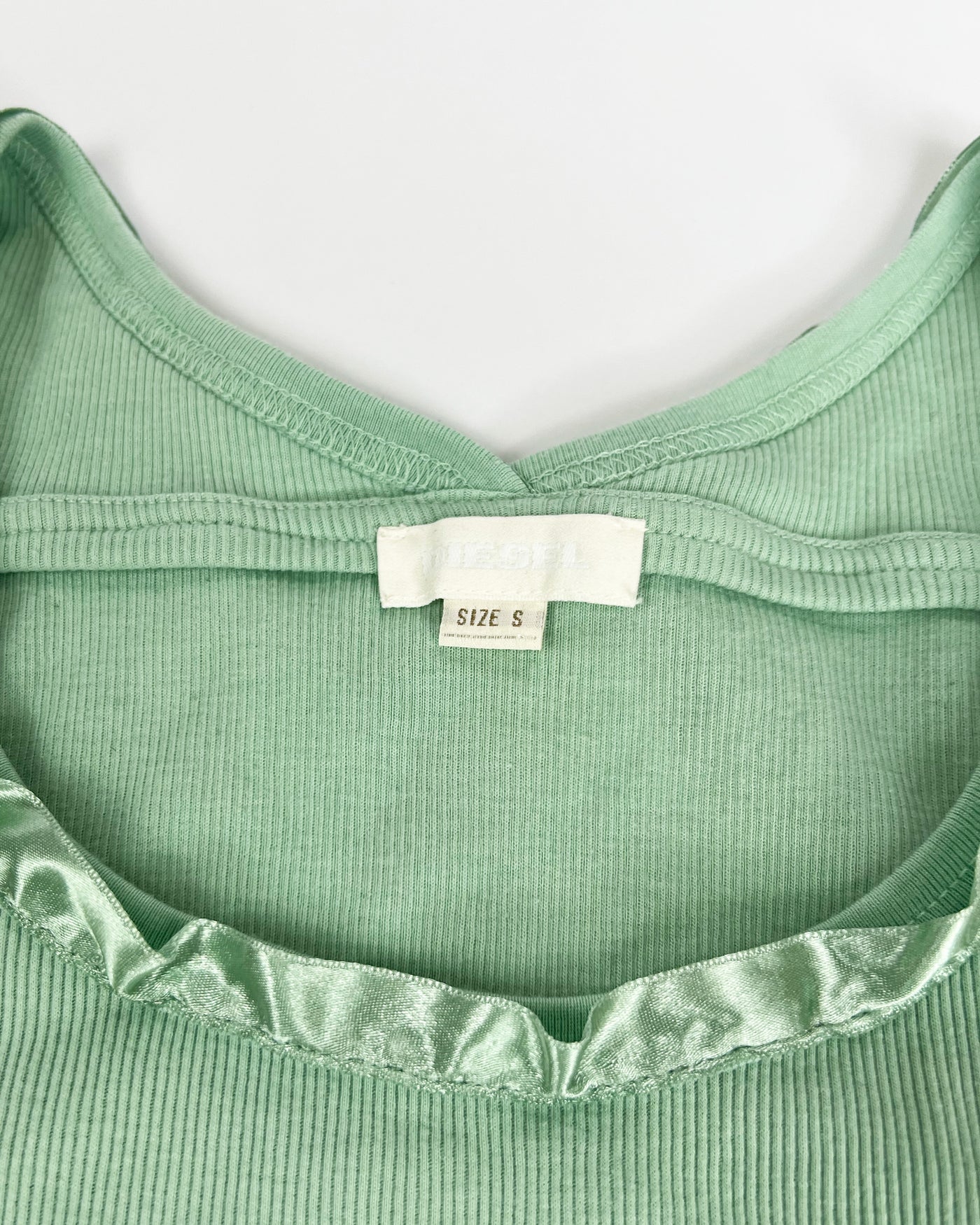 00's Deadstock Diesel Tank Top with Ribbon Trim Detail in Aqua - S