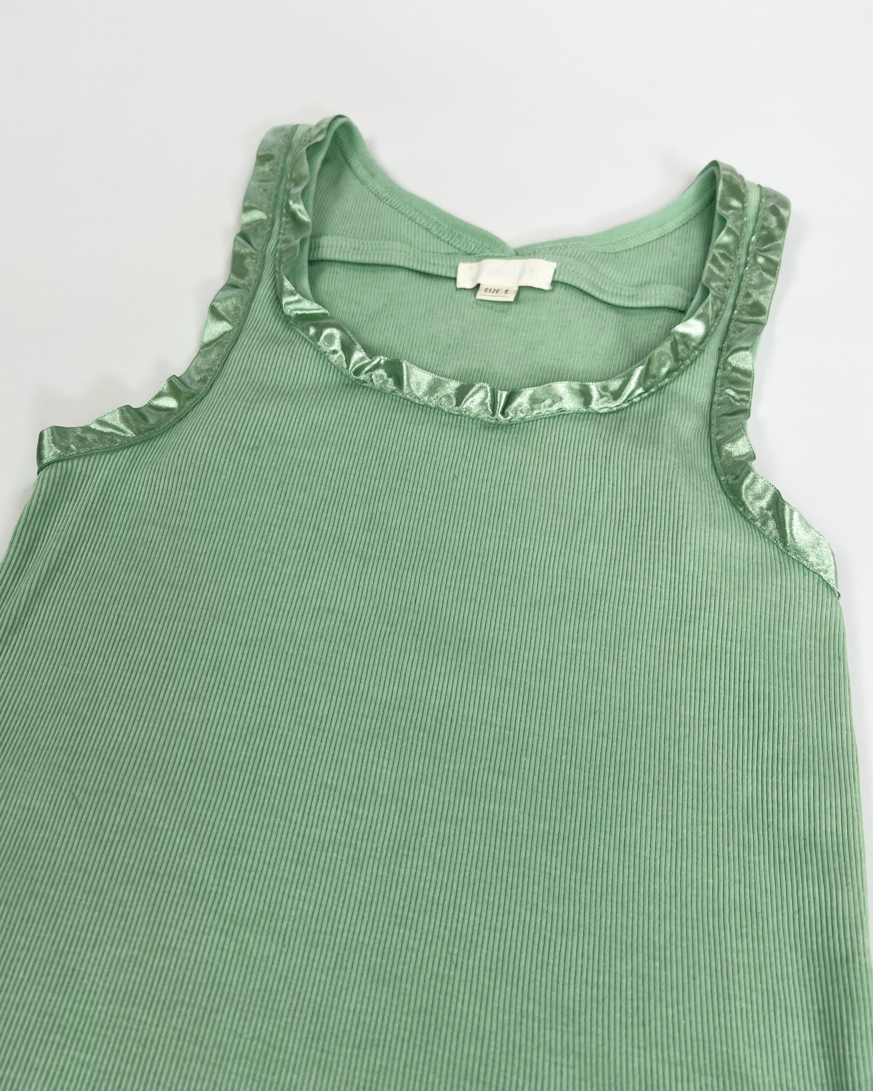 00's Deadstock Diesel Tank Top with Ribbon Trim Detail in Aqua - S