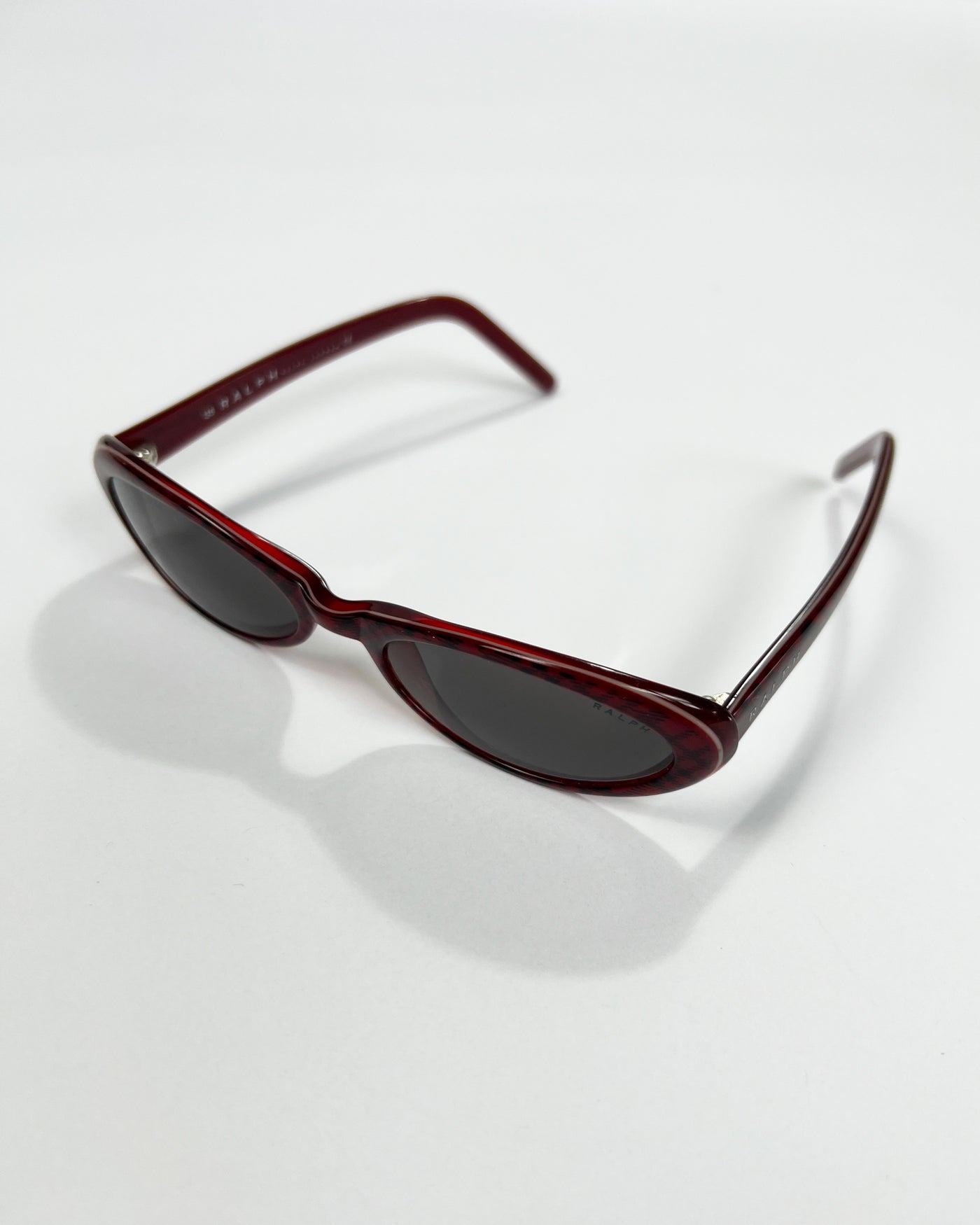 90's Ralph Lauren Slim Oval Sunglasses in Red Plaid