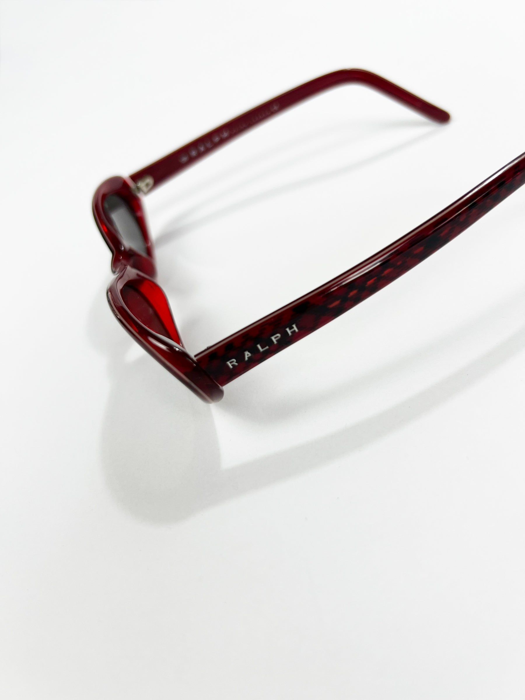 90's Ralph Lauren Slim Oval Sunglasses in Red Plaid