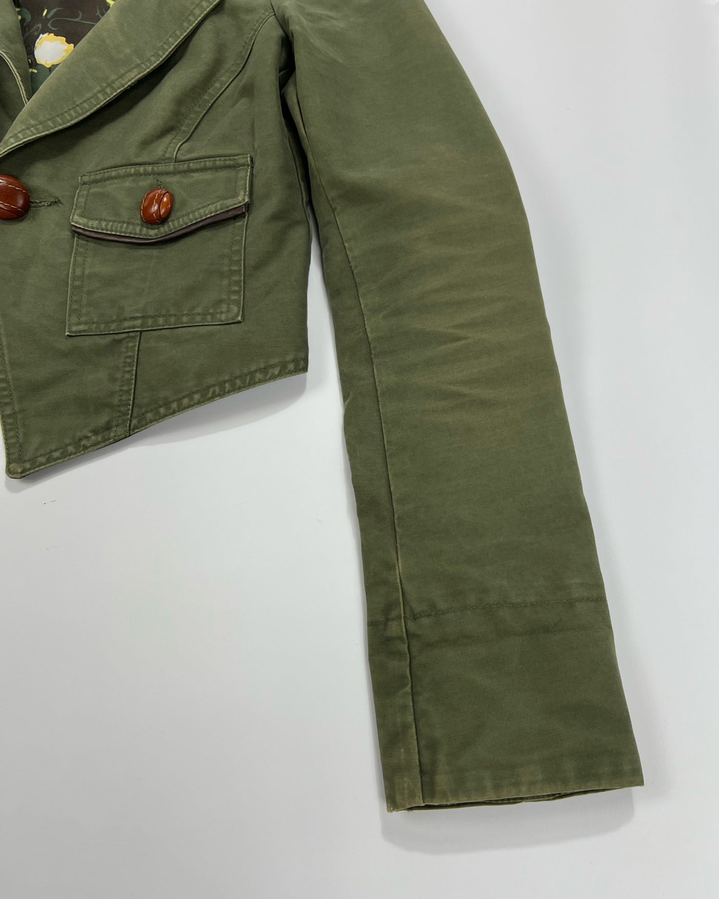 00's Diesel Cropped Military Jacket in Khaki - S