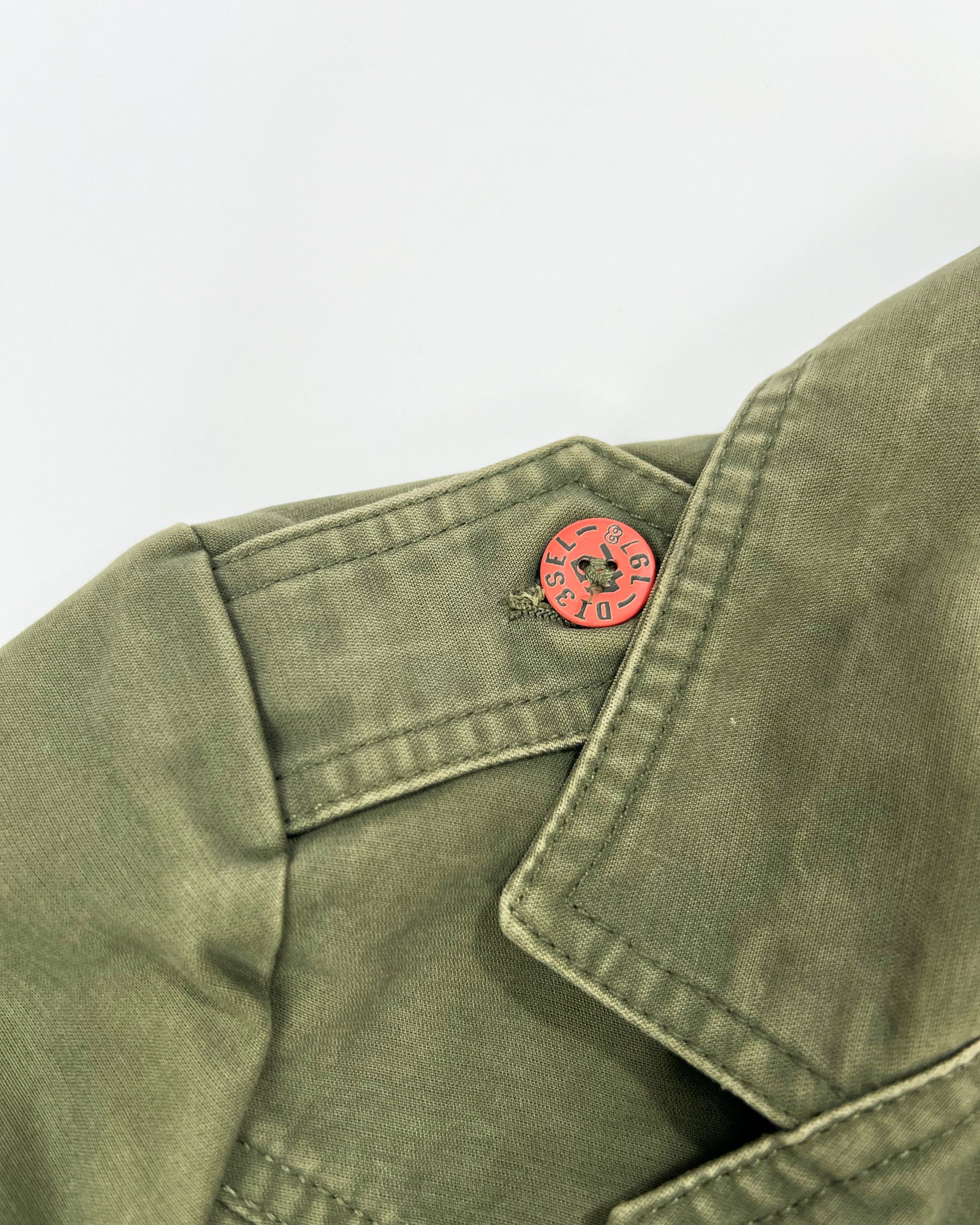 00's Diesel Cropped Military Jacket in Khaki - S