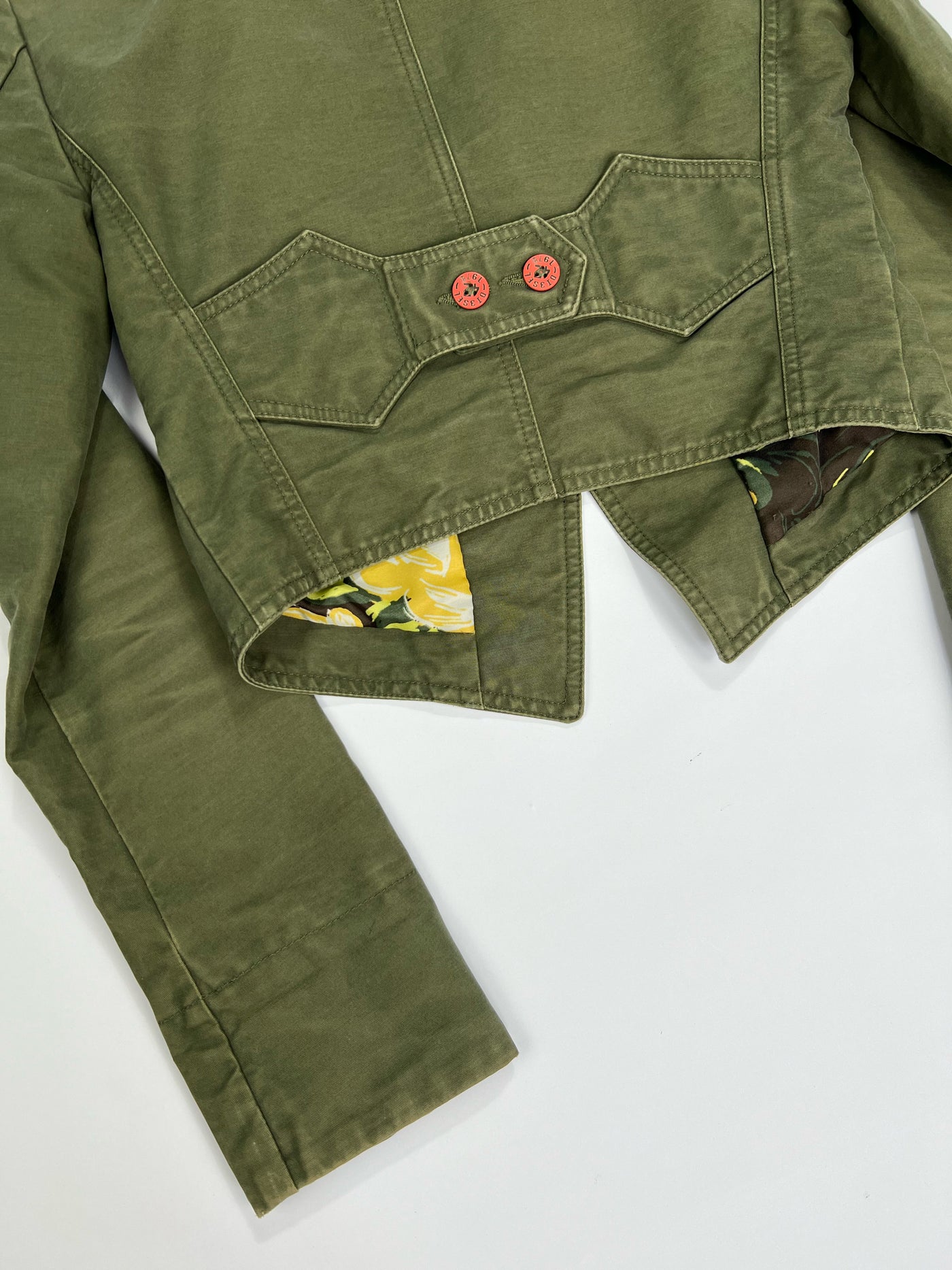 00's Diesel Cropped Military Jacket in Khaki - S