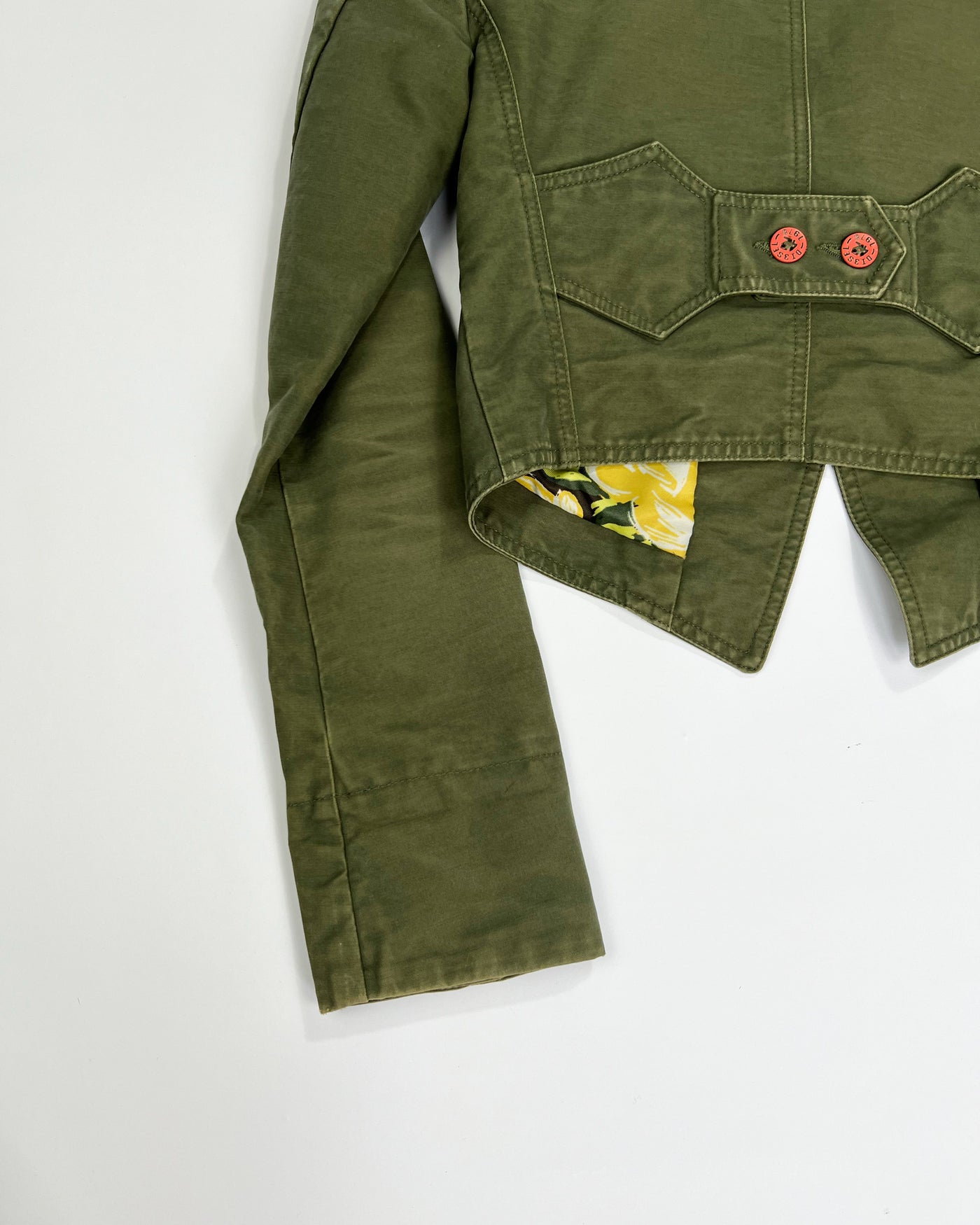 00's Diesel Cropped Military Jacket in Khaki - S