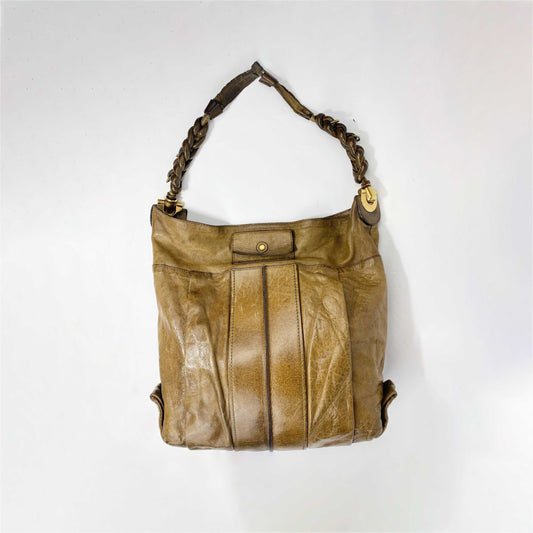 2002 Chloé Heloise Leather Hobo Bag in Tan Leather