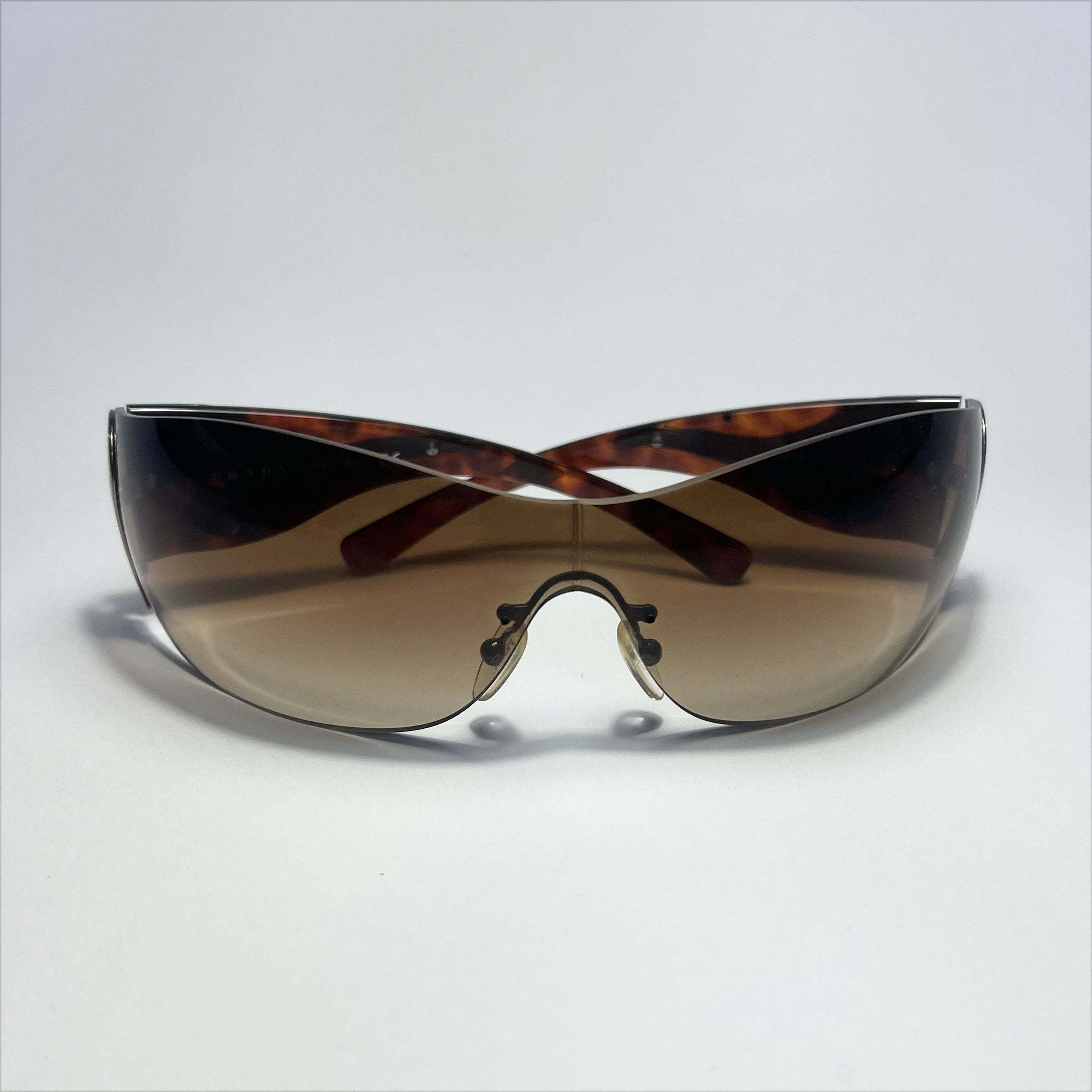 00 s Prada Shield Sunglasses with Silver Flame Detail in Tortoiseshell Confessions of a Hoarder Confessions Of A Hoarder Vintage
