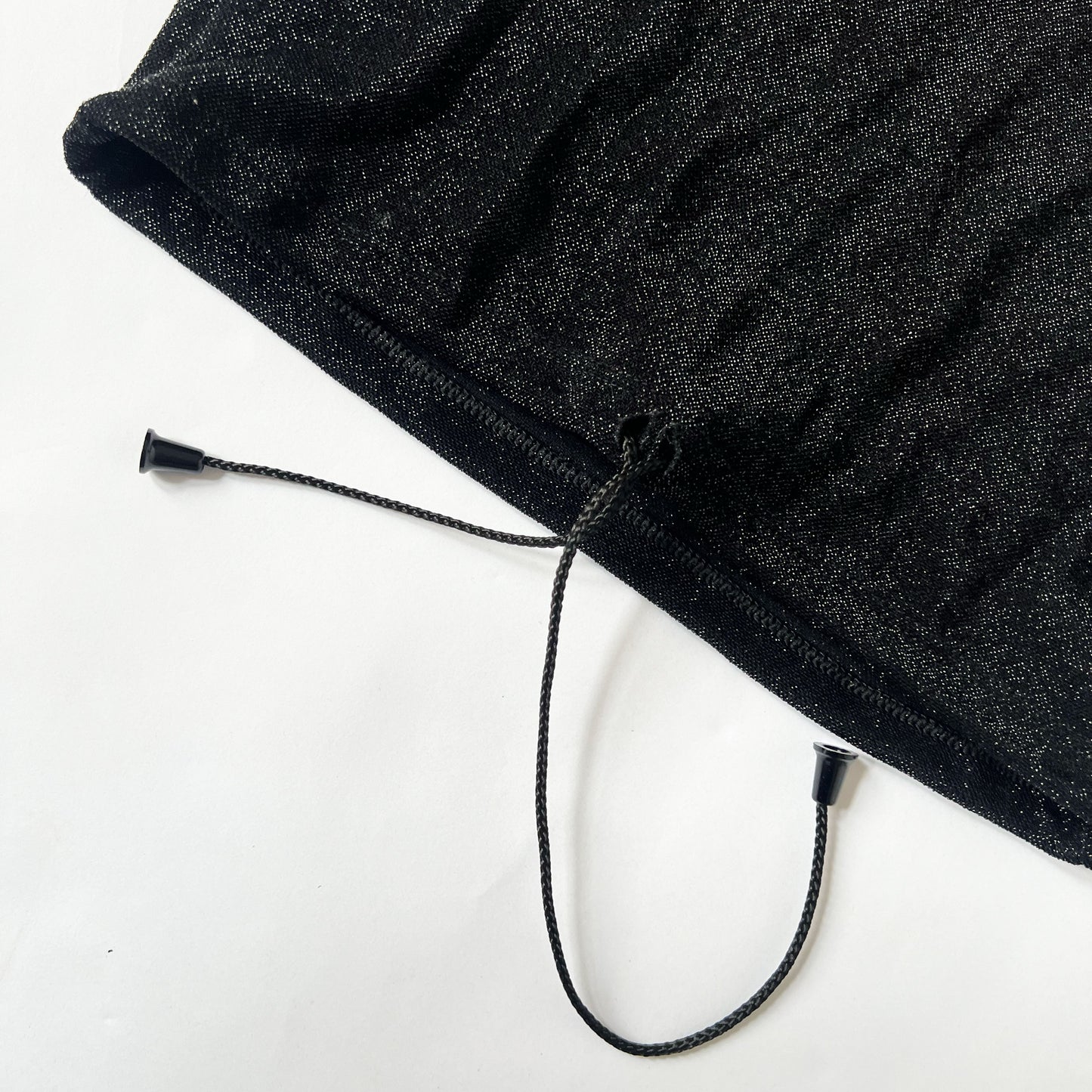 00's Sleeveless Hooded Top in Black Sparkly Nylon - XS