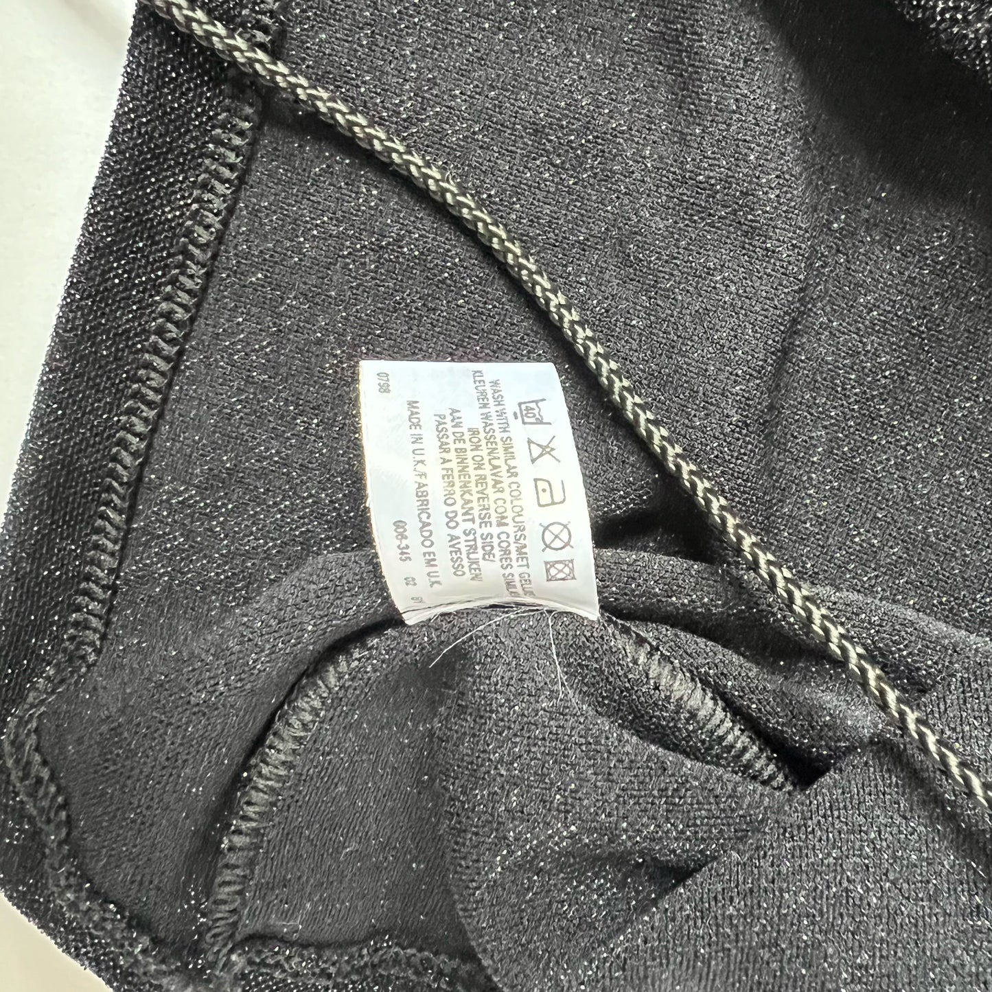 00's Sleeveless Hooded Top in Black Sparkly Nylon - XS
