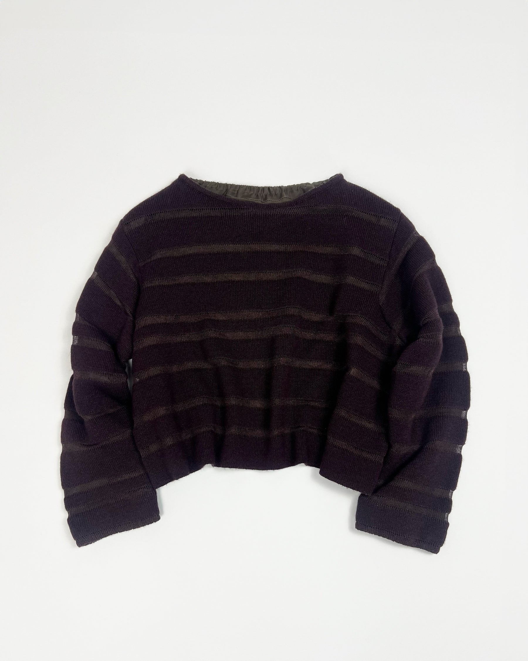 00's Sarah Pacini Knit Cropped Jumper in Burgundy - S