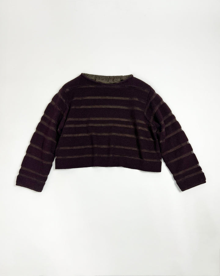 00's Sarah Pacini Knit Cropped Jumper in Burgundy - S