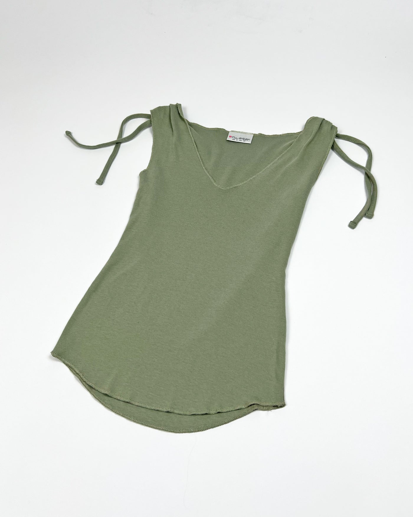00's Miss Selfridge Tank Top with Tie Shoulders in Khaki - XS