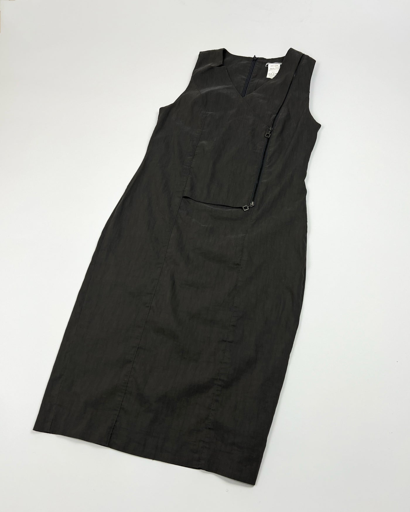 Vintage Sarah Pacini Sleeveless Linen Dress with Utility Zip in Grey - S