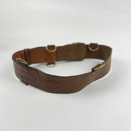 Vintage Brown Leather Waistbelt with Ringlets and Hooks - XS