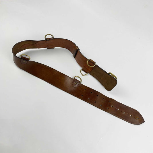 Vintage Brown Leather Waistbelt with Ringlets and Hooks - XS