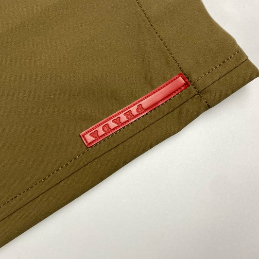 00's Prada Sport Lowrise Straight Leg Trousers in Khaki / Brown Stretch Nylon - W30"