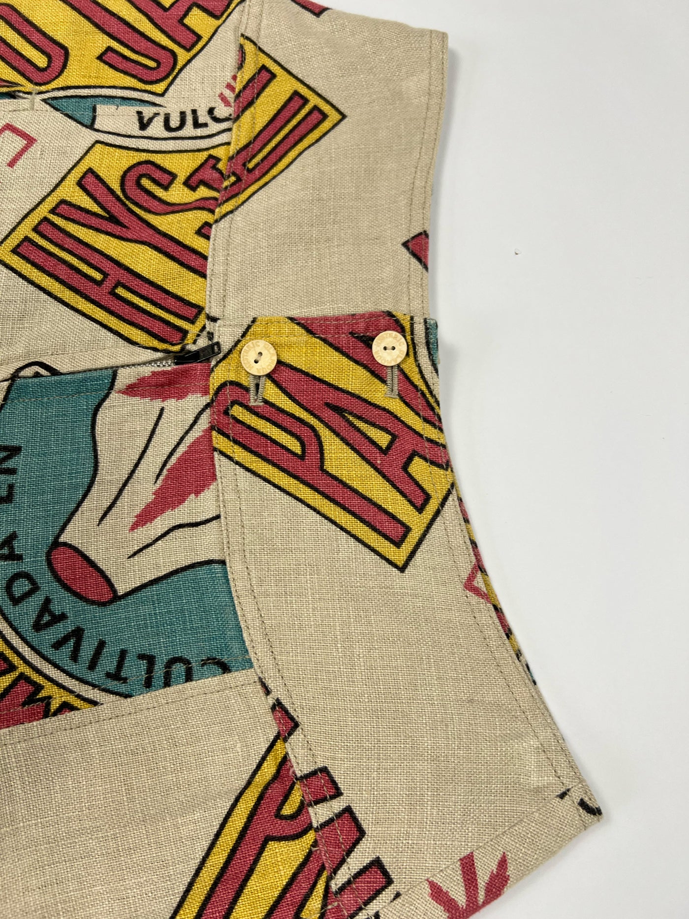 00's Hysteric Glamour Panama Print Pleated Hemp Mini Skirt - W28