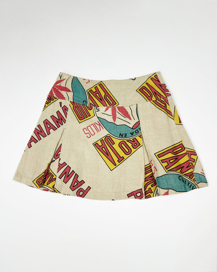 00's Hysteric Glamour Panama Print Pleated Hemp Mini Skirt - W28